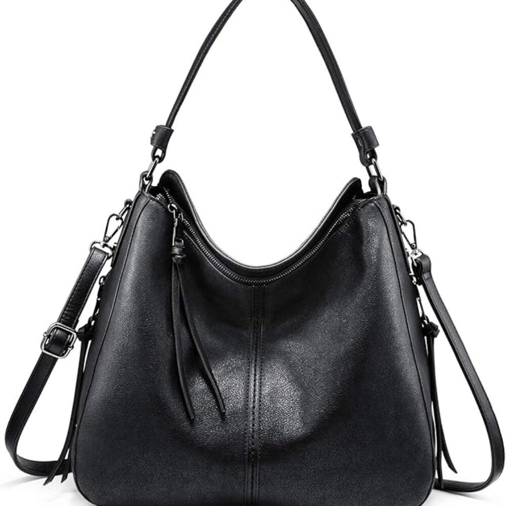 NWOT Vegan Leather Black Tote Bag | Realer Hobo Bag with Gold Hardware